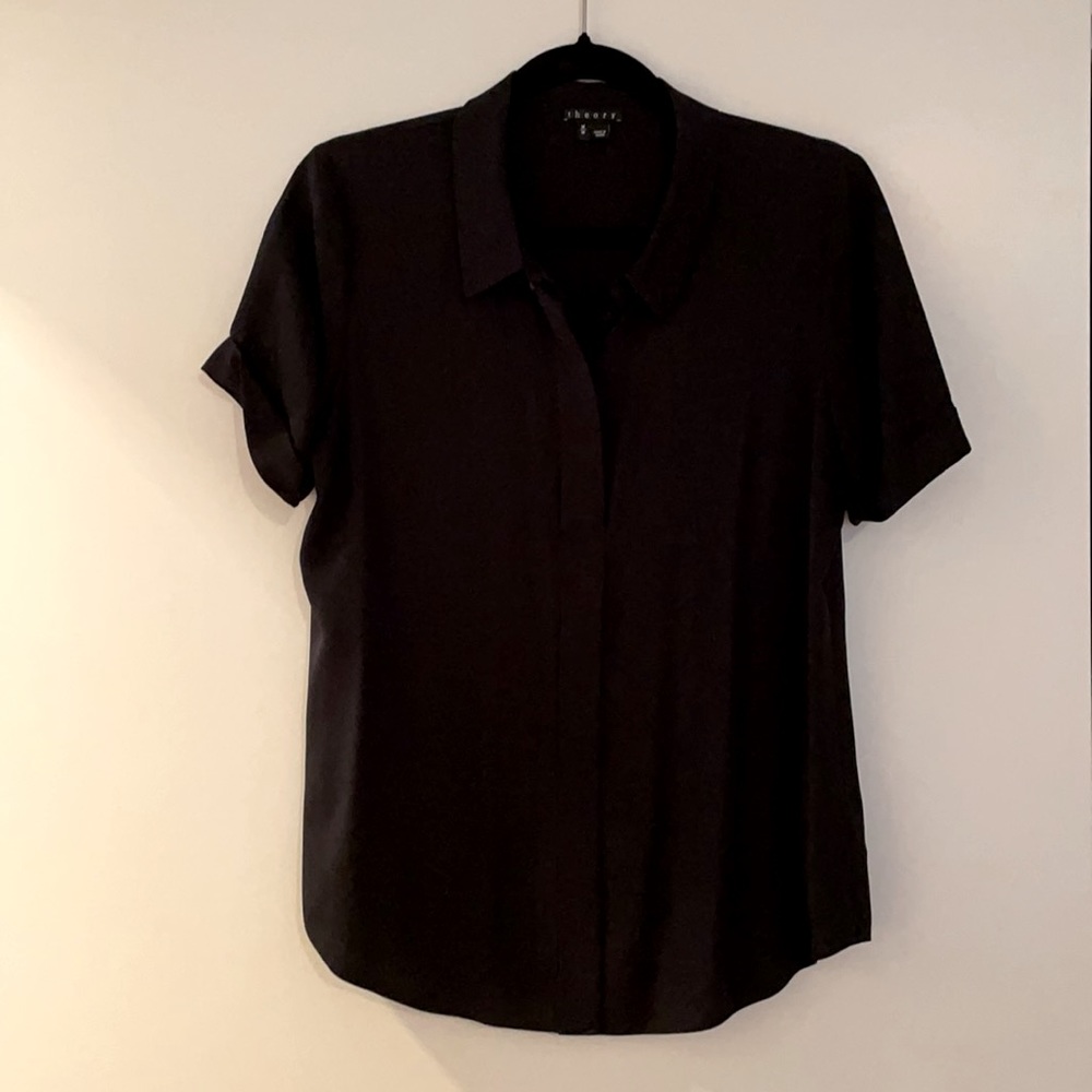 Theory silk button down blouse
